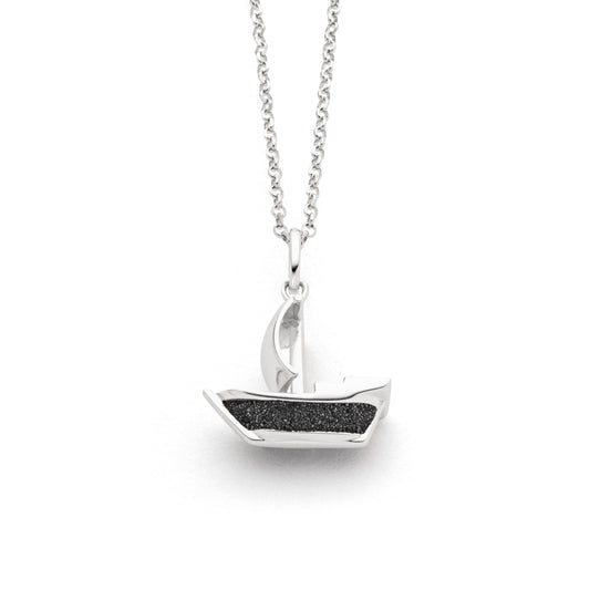 DUR Schmuck: Kette "Kogge 3 Motiv" Silber 925 rhodiniert mit Lavasand K2837