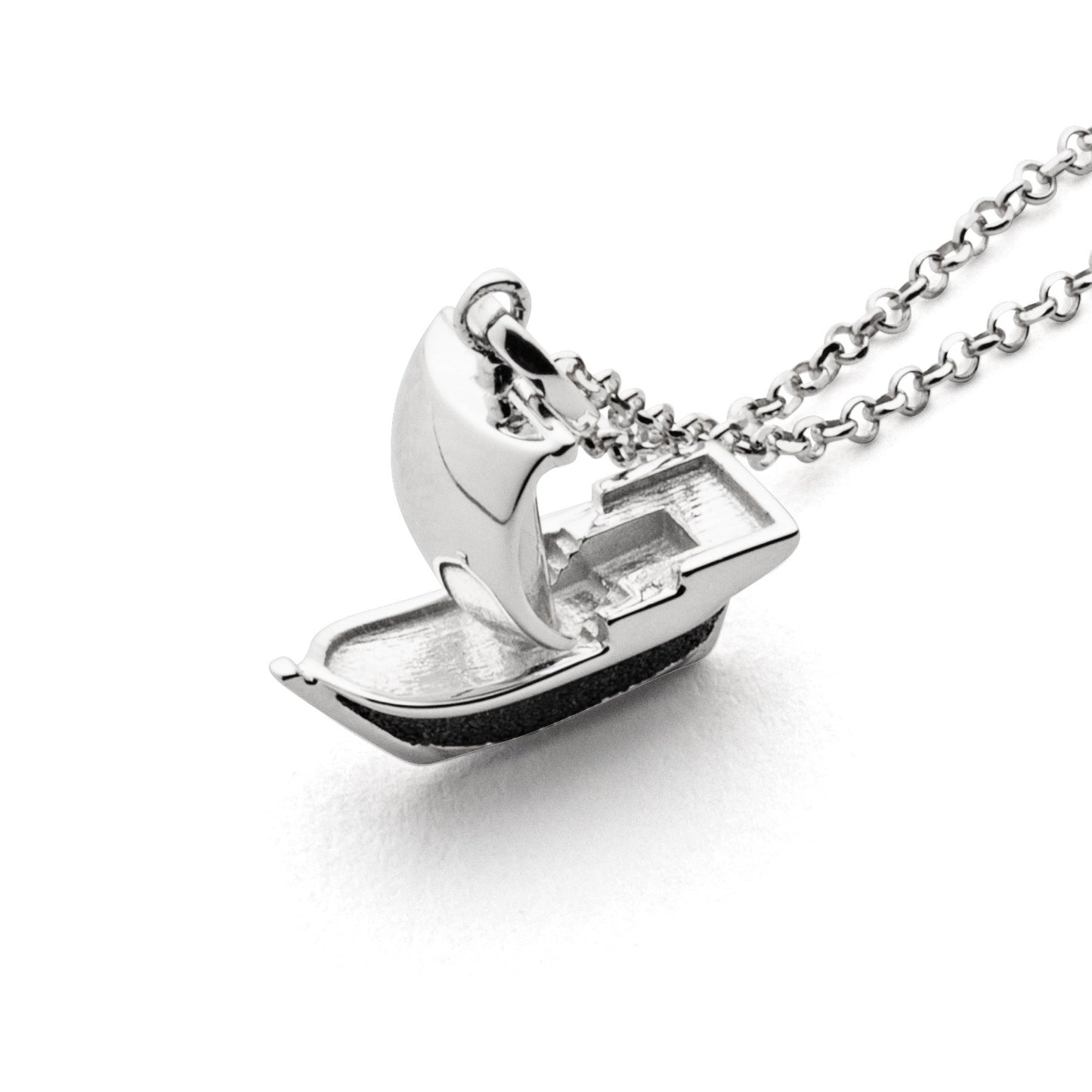 DUR Schmuck: Kette "Kogge 3 Motiv" Silber 925 rhodiniert mit Lavasand K2837