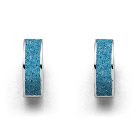 DUR Schmuck: Ohrringe "Sandcreole" "Marina breit" Silber 925 rhodiniert mit blauem Steinsand O5366