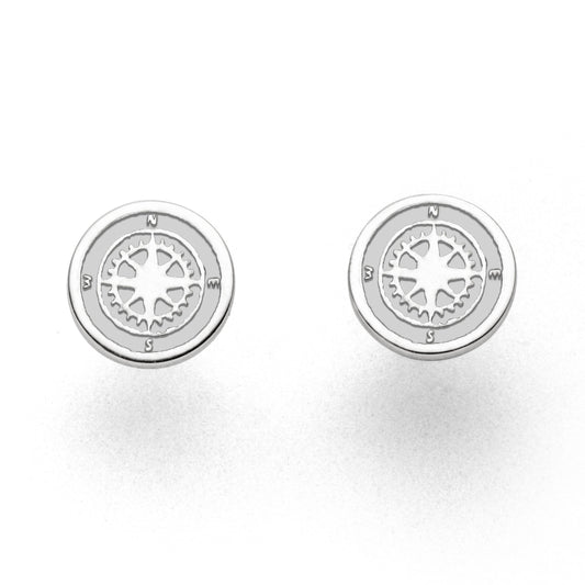 DUR Schmuck: Ohrstecker "Kompass" Silber 925 rhodiniert  O5389