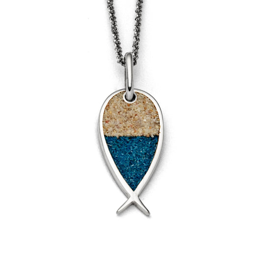 DUR Schmuck: Anhänger "Fisch Strandsand / Steinsand" Silber 925 rhodiniert  P3989
