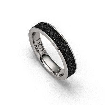 DUR Schmuck: Ring "Marina" Silber 925 rhodiniert mit Lavasand R5579