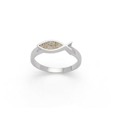 Lade das Bild in den Galerie-Viewer, DUR Schmuck: Ring &quot;Fisch&quot; Silber 925 rhodiniert mit Strandsand R5612
