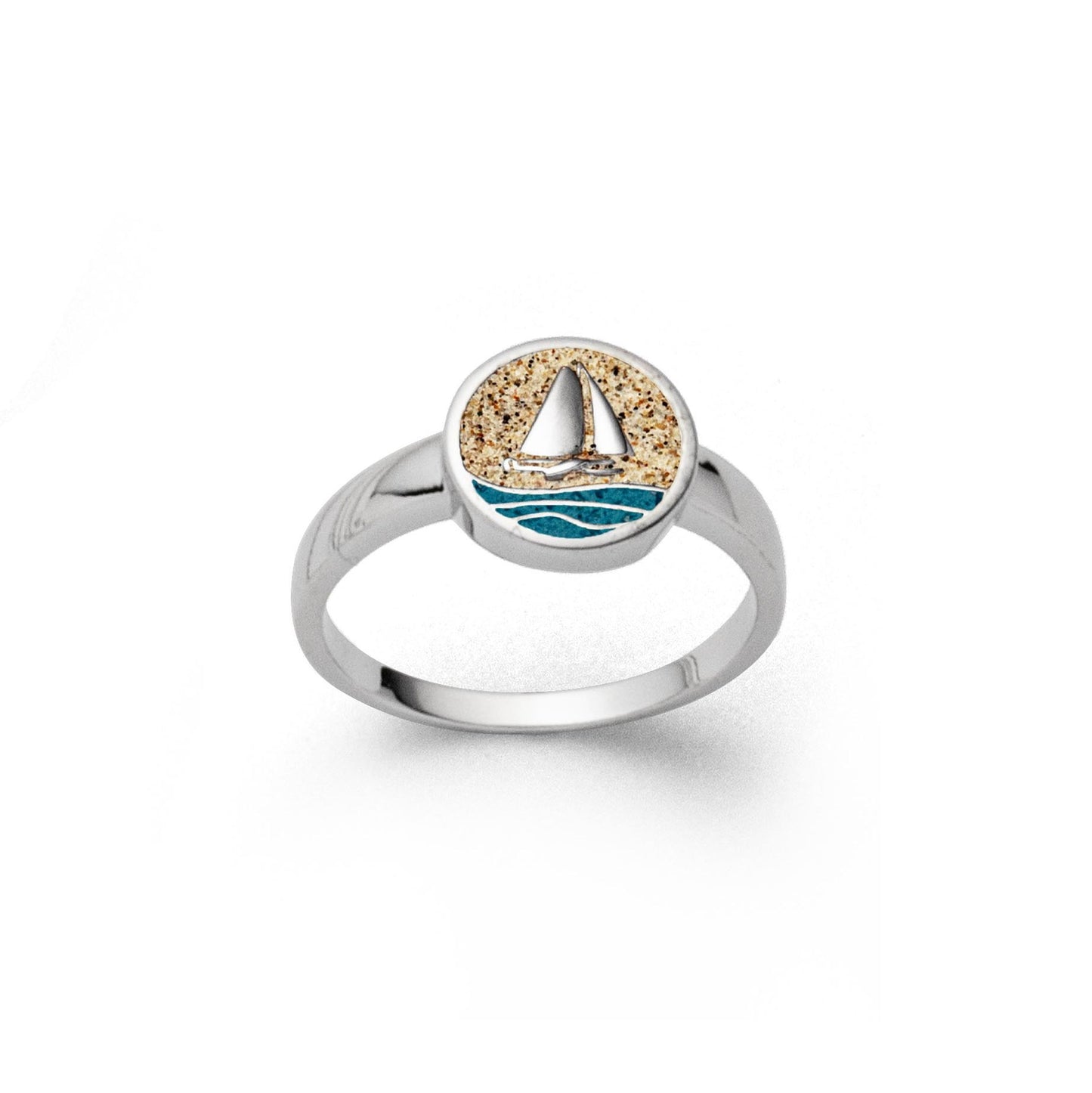 DUR Schmuck: Ring "Ahoi" Silber 925 rhodiniert mit Strand & Steinsand R5684