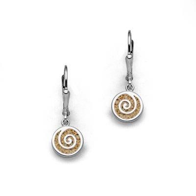 DUR Schmuck: Ohrhänger ''Sandspirale 2.0''  Silber 925 rhodiniert mit Strandsand O5216